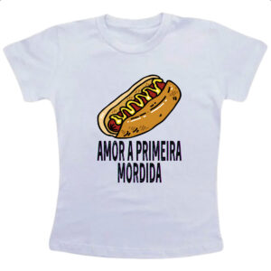 Camiseta Infanto Juvenil Hotdog amor a primeira mordida