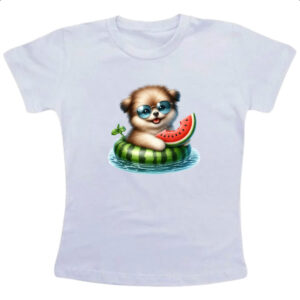 Camiseta Infanto Juvenil Cachorro na boia