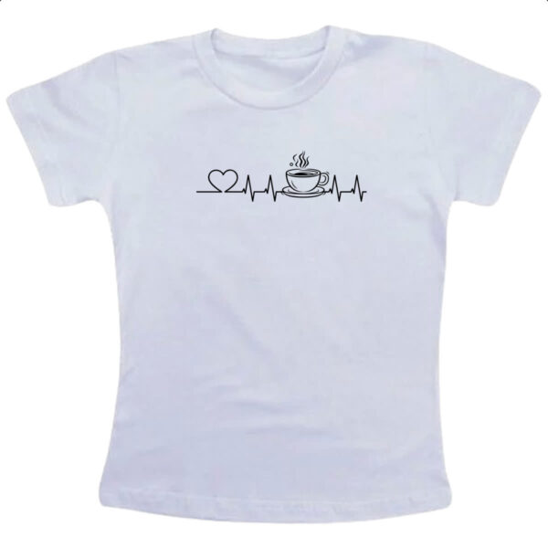 Camiseta Infanto Juvenil Cafe batimento cardiaco