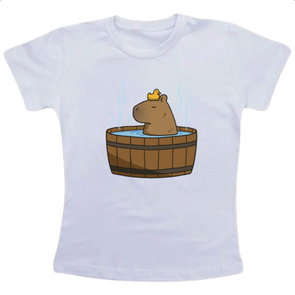 Camiseta Infanto Juvenil Capivara banho ofuro