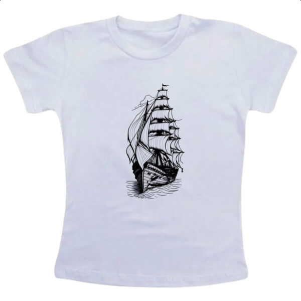 Camiseta Infanto Juvenil Caravela desenhada a lapis