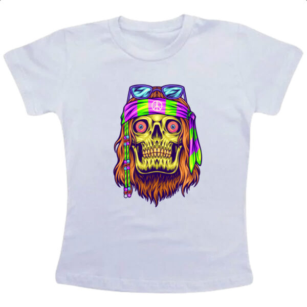Camiseta Infanto Juvenil Caveira Hippie