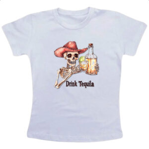 Camiseta Infanto Juvenil Caveira drink tequila