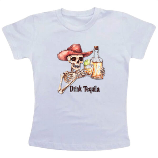 Camiseta Infanto Juvenil Caveira drink tequila