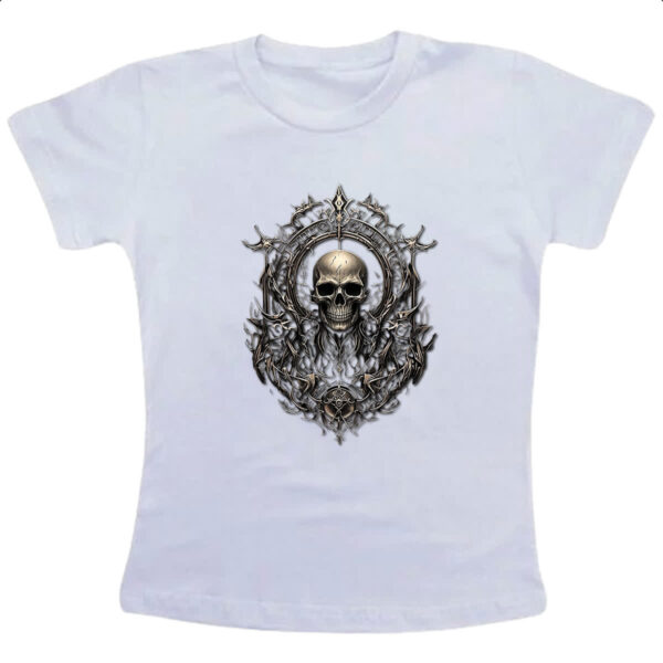 Camiseta Infanto Juvenil Caveira metal grampunk