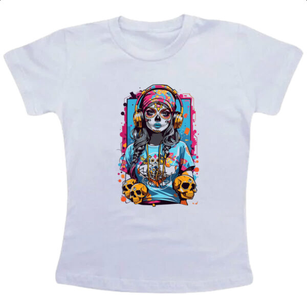 Camiseta Infanto Juvenil Caveira mexicana girl sound
