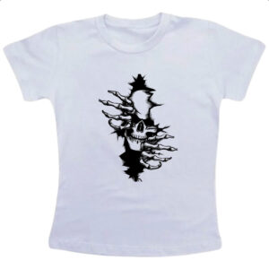 Camiseta Infanto Juvenil Caveira rasgando a camisa
