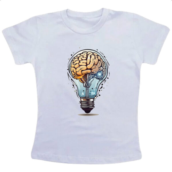 Camiseta Infanto Juvenil Cerebro dentro da lampada