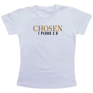 Camiseta Infanto Juvenil Chosen 1 Pedro 2.9 Biblia Jesus