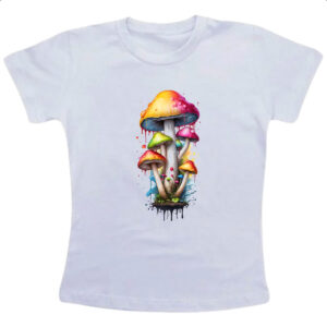 Camiseta Infanto Juvenil Cogumelos coloridos splash