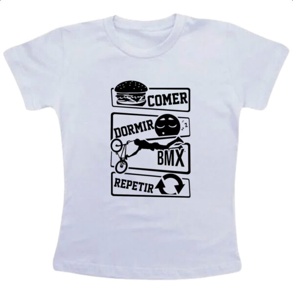 Camiseta Infanto Juvenil Comer Dormir BMX Repetir