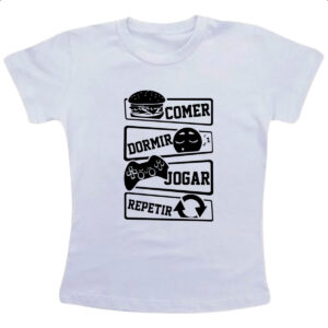 Camiseta Infanto Juvenil Comer Dormir Jogar Repetir