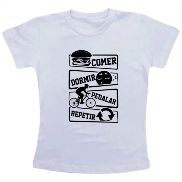 Camiseta Infanto Juvenil Comer Dormir Pedalar Repetir