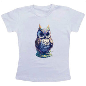 Camiseta Infanto Juvenil Coruja Fantasy Art Neon