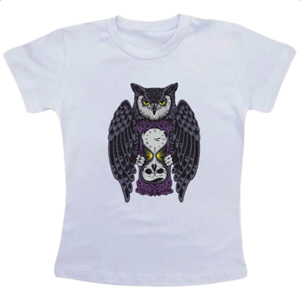 Camiseta Infanto Juvenil Coruja do tempo