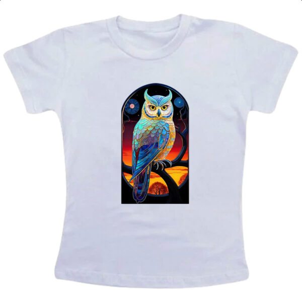 Camiseta Infanto Juvenil Coruja mistica de cristal