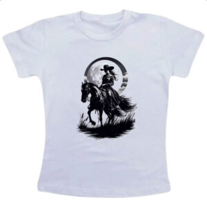 Camiseta Infanto Juvenil Cowgirl silhueta ao luar