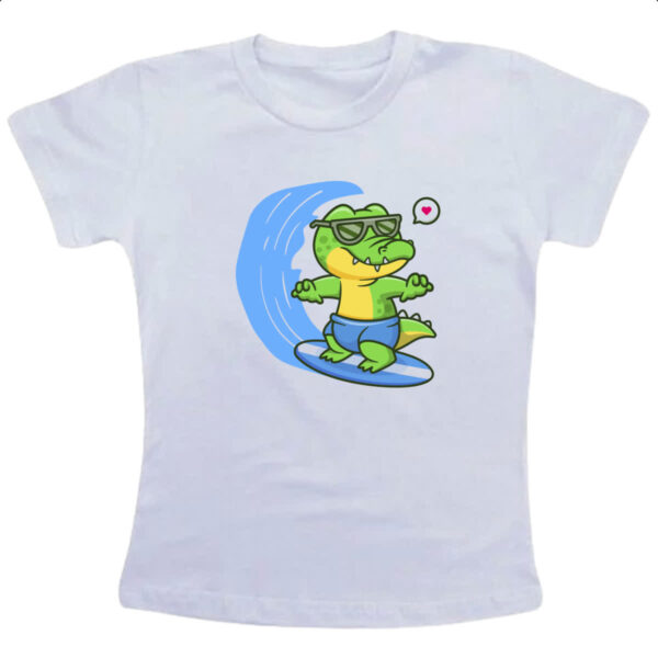 Camiseta Infanto Juvenil Crocodilo surfista radical