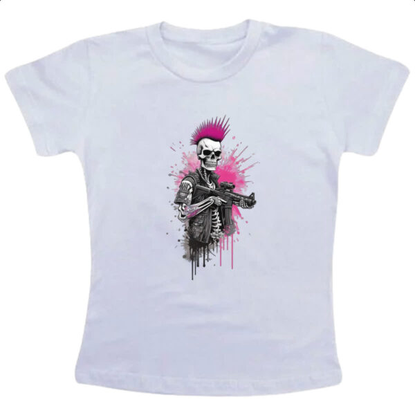 Camiseta Infanto Juvenil Cyber Punk caveira guerrilheira