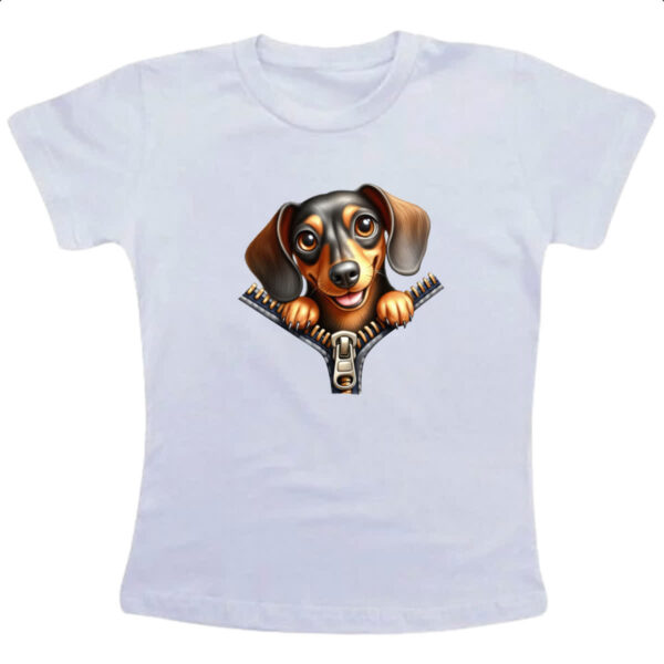 Camiseta Infanto Juvenil Dachshund no Ziper