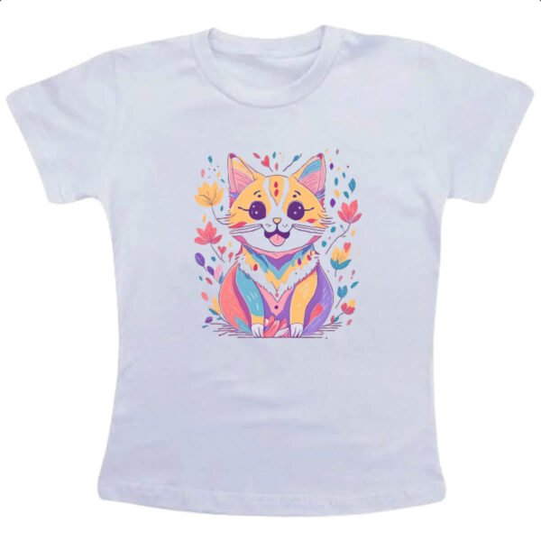Camiseta Infanto Juvenil Desenho gato feliz