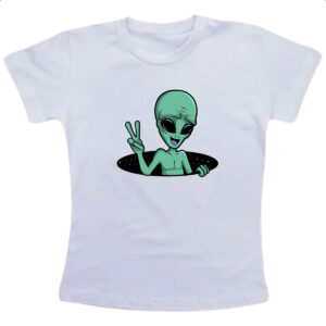 Camiseta Infanto Juvenil Alien Paz e amor buraco negro