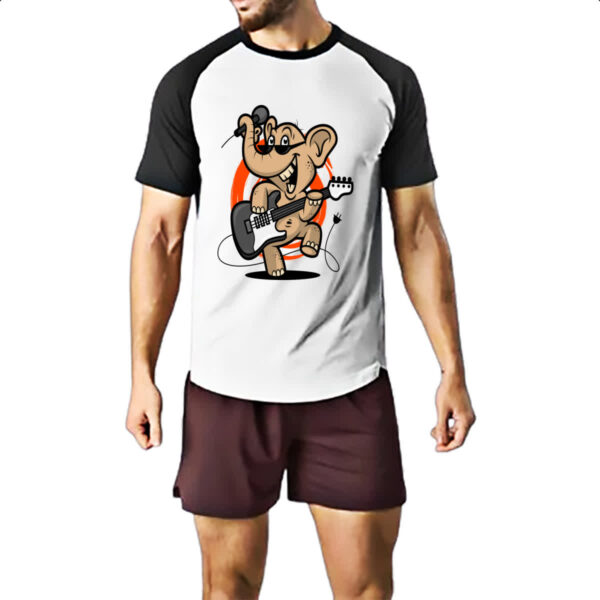 Camiseta Raglan Elefante Guitarrista - Imagem 2