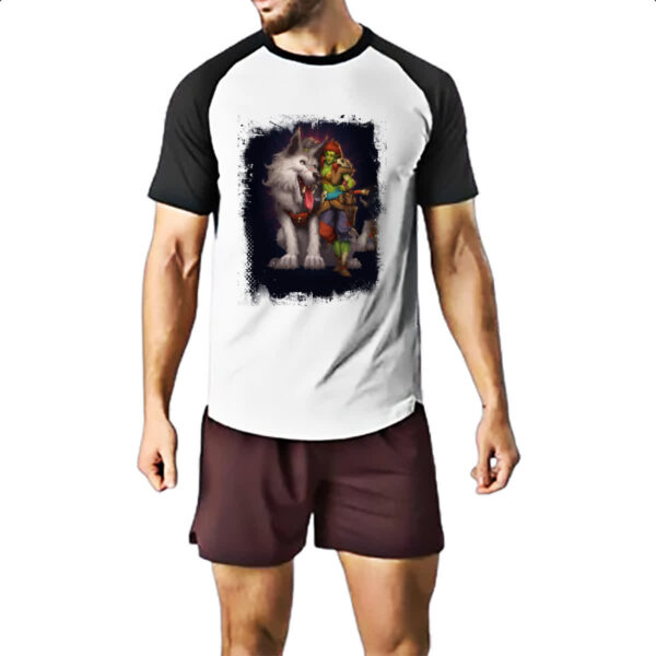 Camiseta Raglan Empires and Puzzles Heroi Roughian e Nurgib - Imagem 2
