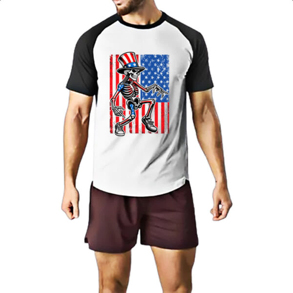 Camiseta Raglan Esqueleto Estados Unidos Vintage - Imagem 2
