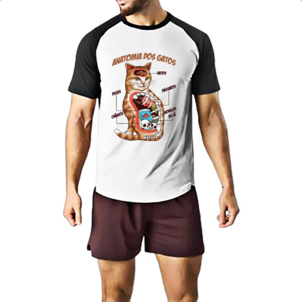 Camiseta Raglan Anatomia dos gatos - Imagem 2