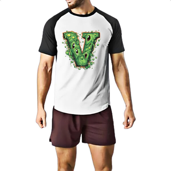 Camiseta Raglan Zumbi Alfabeto Letra V - Imagem 2