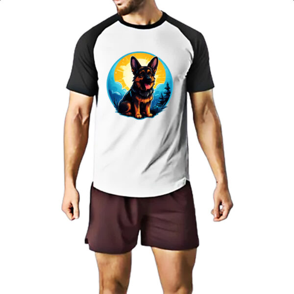 Camiseta Raglan Filhote pastor alemao sunset art - Imagem 2