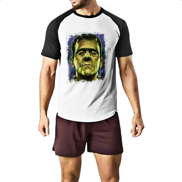 Camiseta Raglan Frankenstein Pintura Colorida - Imagem 2