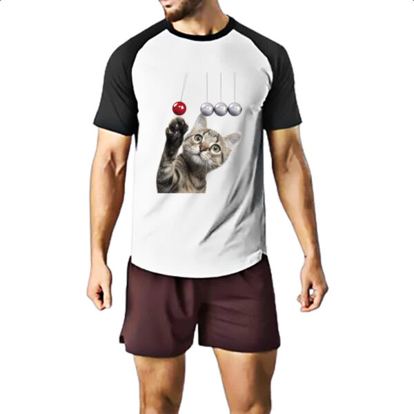 Camiseta Raglan Gatinho brincando com pendulo - Imagem 2