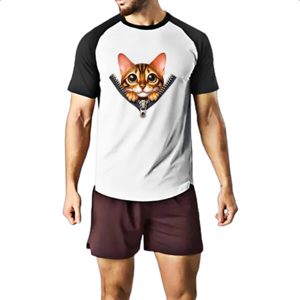 Camiseta Raglan Gato de bengala no ziper - Imagem 2