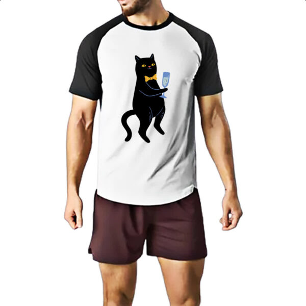 Camiseta Raglan Gato drink de peixe - Imagem 2