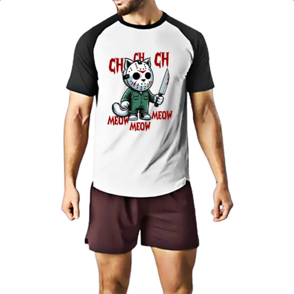 Camiseta Raglan Gato Halloween Sexta Feira 13 - Imagem 2