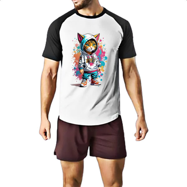 Camiseta Raglan Gato Splash Grafite - Imagem 2