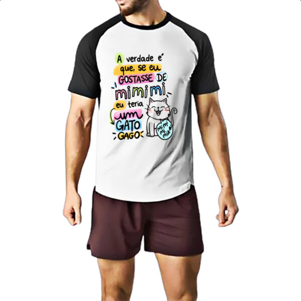 Camiseta Raglan Gato mi mi mi - Imagem 2