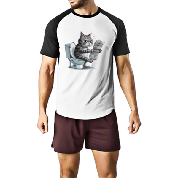 Camiseta Raglan Gato na sala de forca - Imagem 2