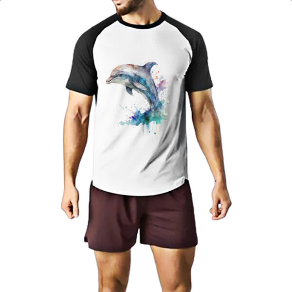 Camiseta Raglan Golphinho aquarela 03 - Imagem 2