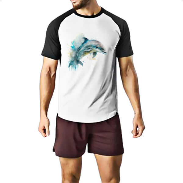 Camiseta Raglan Golphinho aquarela 04 - Imagem 2