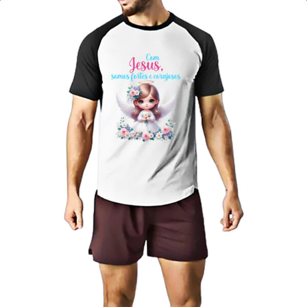 Camiseta Raglan Anjo com Jesus - Imagem 2