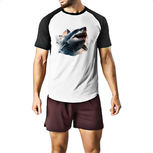 Camiseta Raglan Grande Tubarao Branco - Imagem 2