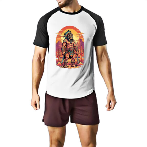 Camiseta Raglan Guerreiro Skull Indio Americano - Imagem 2