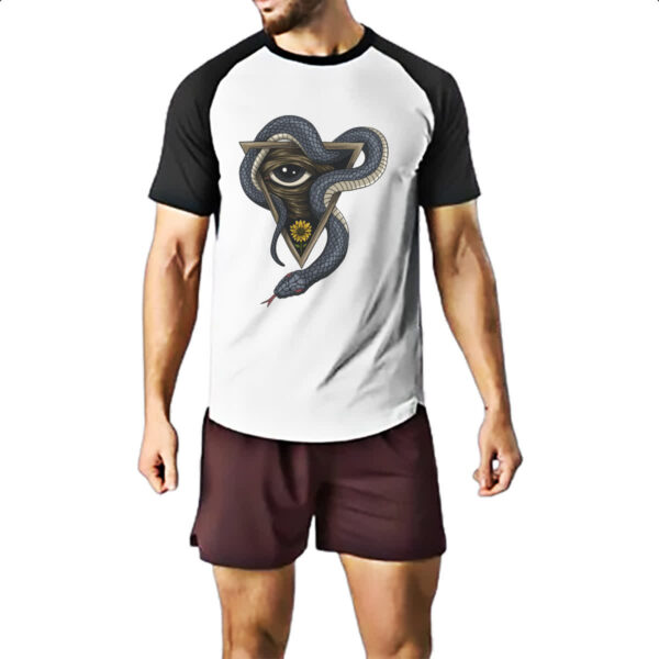 Camiseta Raglan Illuminati olho e serpente - Imagem 2