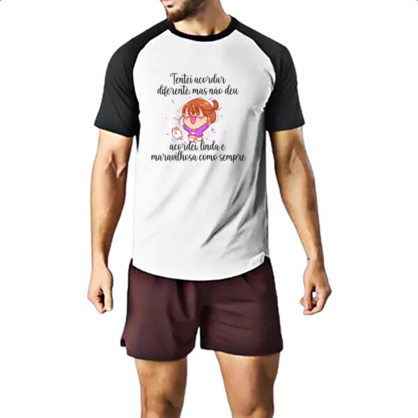 Camiseta Raglan Ironico tentei acordar diferente - Imagem 2