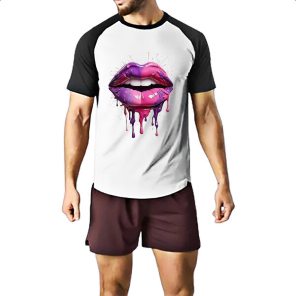 Camiseta Raglan Labios pink e purpura derretendo - Imagem 2