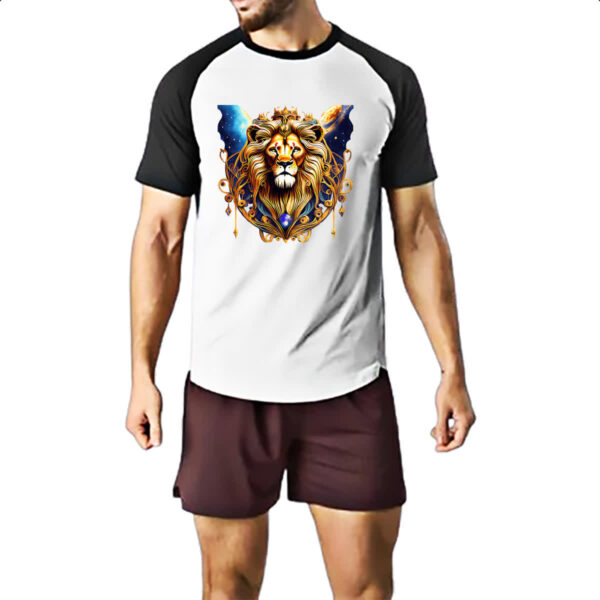 Camiseta Raglan Leao de juda coroado no universo - Imagem 2
