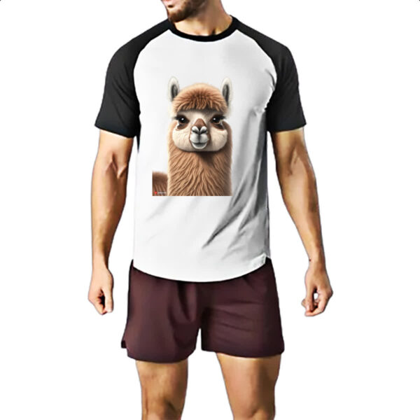 Camiseta Raglan Lhama rosto deboche - Imagem 2